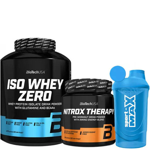 BIOTECH Iso Whey Zero 2270 g + BIOTECH Nitrox Therapy 340 g + SPORT-MAX Shaker 600 ml