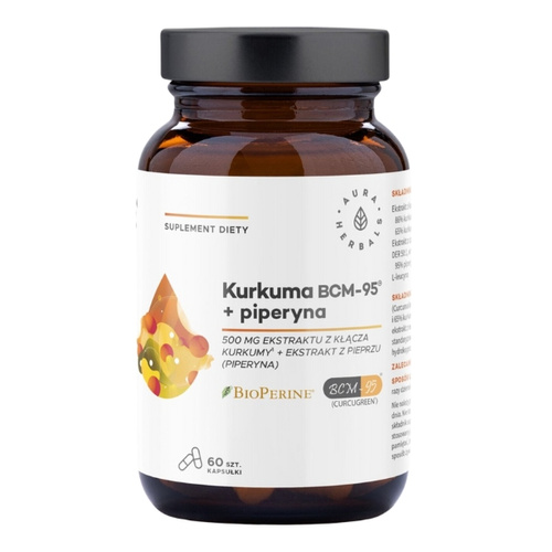 AURA HERBALS Kurkuma 500 mg BCM-95 + Piperyna 60 kaps