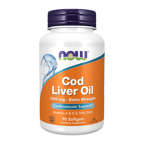 NOW FOODS Cod Liver Oil Extra Strength - Tran 1000mg 90 kaps