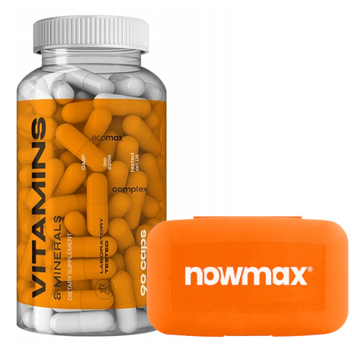nowmax® Witaminy i Minerały 90 kaps + nowmax® Pill Box