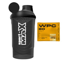 SPORT-MAX Shaker 600 ml + nowmax® WPC 80 Whey Protein Concentrate 30 g