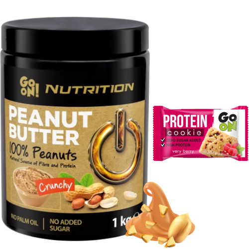 GO ON Masło Orzechowe z Kawałkami Orzechów 1000 g + GO ON Protein Cookie 50 g