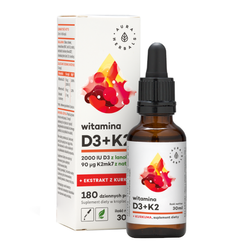 AURA HERBALS Witamina D3 2000 IU + K2 + ekstrakt z kurkumy krople 30 ml