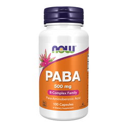 NOW FOODS PABA Kwas Para-Aminobenzoesowy 500mg 100 kaps