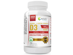 WISH Witamina D3 100mcg 4000IU + Prebiotyk 120 kaps