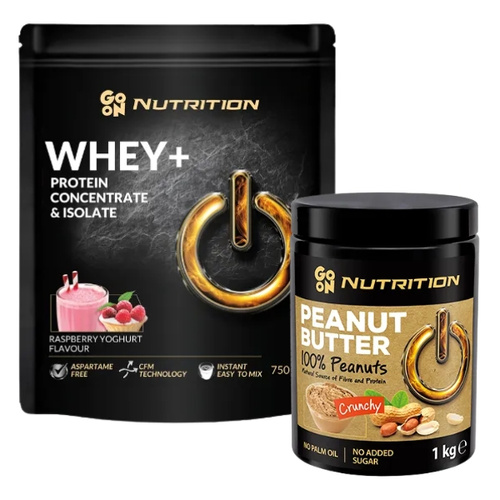 GO ON NUTRITION Whey 750 g (białko)  + GO ON Masło Orzechowe z Kawałkami Orzechów 1000 g 