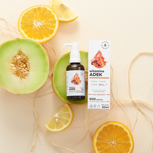 AURA HERBALS Witamina ADEK A + D3 + E + K2 MK7 Krople 50 ml+ AURA HERBALS Floradrop Immune Probiotyk 20 kaps