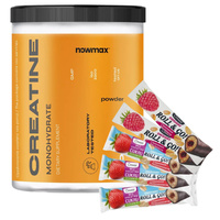 nowmax® Creatine Monohydrate 500 g + 5x CORNEXI ROLL & GO Baton Owsiany 30g