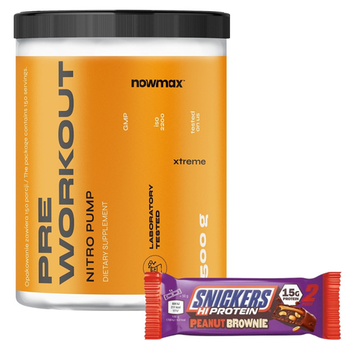 nowmax® Pre Workout xtreme Pump 500 g + MARS Protein Snickers High Protein Bar 50 g