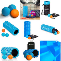 SPORTASTISCH Wałek do masażu "Let's Roll" Roller kolor niebieski + 2 piłeczki + czarna torba