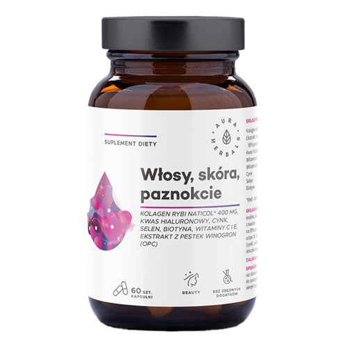 AURA HERBALS Kolagen Rybi NatiCol - Włosy Skóra Paznokcie 60 kaps