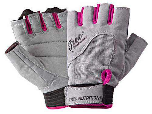 TREC FITNESS GLOVES (SZARO-RÓŻOWE) - Damskie rękawiczki sportowe