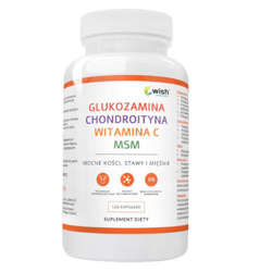 WISH Glukozamina Chondroityna MSM Witamina C 120 kaps