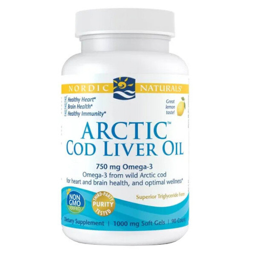 NORDIC NATURALS Arctic Cod Liver Oil Arktyczny Olej z Wątroby Dorsza 750mg 90 kaps