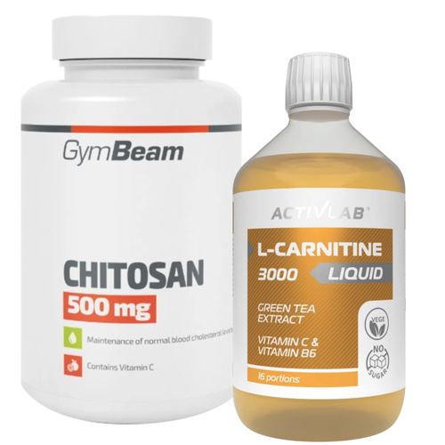 GYMBEAM Chitosan 500 mg 120 tabs +ACTIVLAB L-Carnitine 3000 liquid 500 ml