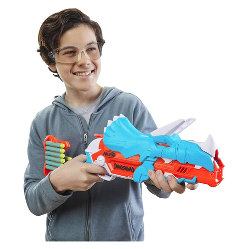 NERF Wyrzutnia DinoSquad Tricera-blast z zestawem 12 strzałek