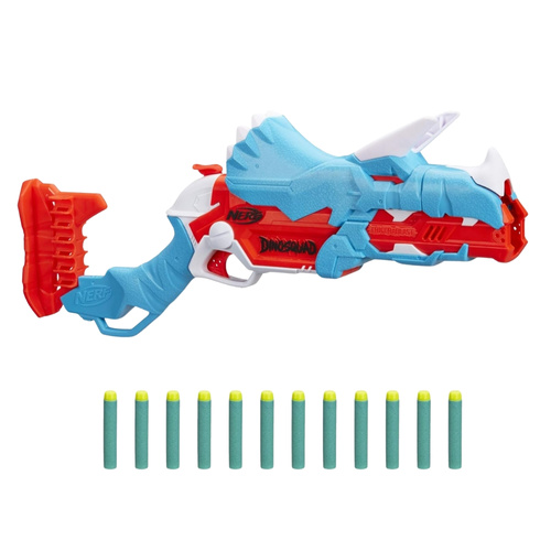 NERF Wyrzutnia DinoSquad Tricera-blast z zestawem 12 strzałek