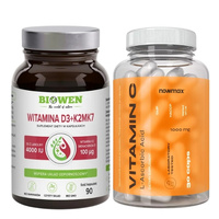 BIOWEN Witaminy D3+K2 MK7 90 kaps + nowmax® Vitamin C 1000mg 30 kaps