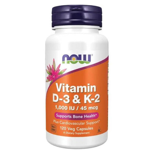 NOW FOODS Vitamin D-3 & K-2 1000IU 45mg 120 vkaps