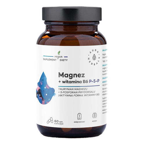 AURA HERBALS Magnez + Witamina B6 (P-5-P) 60 kaps