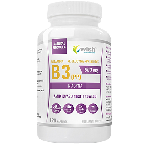 WISH Niacyna Witamina B3 (PP) 500mg + Inulina 120 kaps