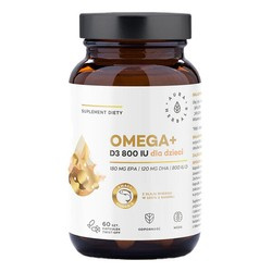 AURA HERBALS Omega + Witamina D3 800 IU Dla Dzieci 60 kaps