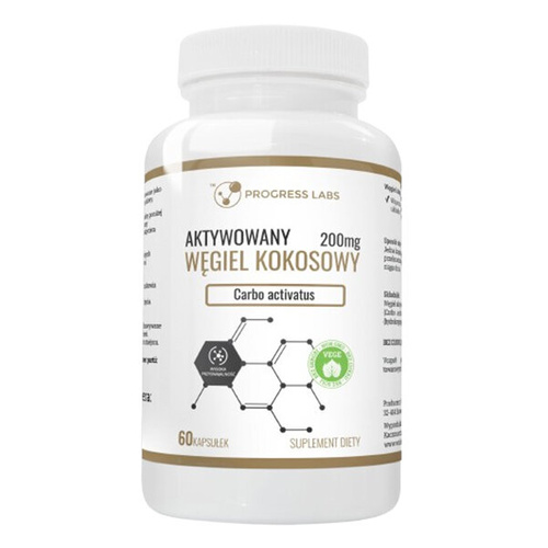 PROGRESS LABS Węgiel Kokosowy Aktywowany 200mg 60 kaps