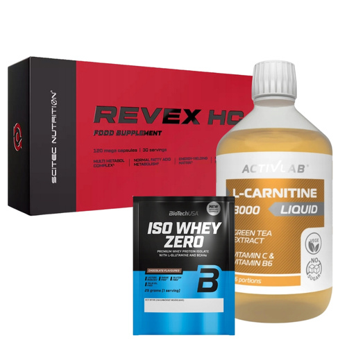 SCITEC Revex HC 120 kaps + ACTIVLAB L-Carnitine 3000 liquid 500 ml + próbka BIOTECH