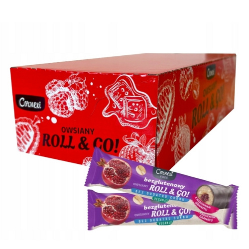 32x CORNEXI ROLL & GO Baton Owsiany z Nadzieniem Granatu Bez Glutenu 30 g