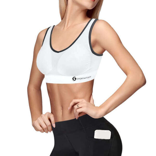 SPORTASTISCH Damski biustonosz sportowy "Sporty Bra" roz S kolor biało-szary