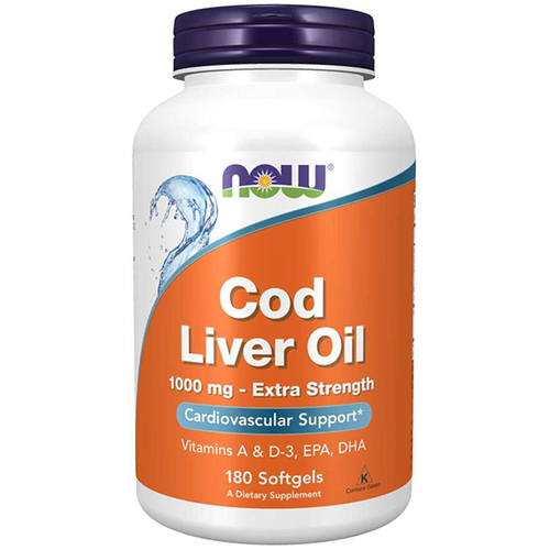 NOW FOODS Cod Liver Oil Extra Strength Tran 1000mg 180 kaps