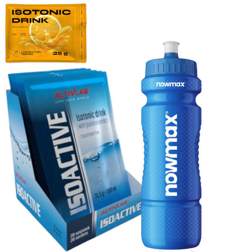 Zestaw Izotonik ACTIVLAB IsoActive 20 x31.5 g + nowmax® Bidon 900ml Clear + nowmax® Isotonic Drink 25 g