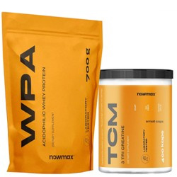 nowmax® WPA 700g (białko acidofilne serwatkowe) + nowmax TCM Tri Creatine 500 g