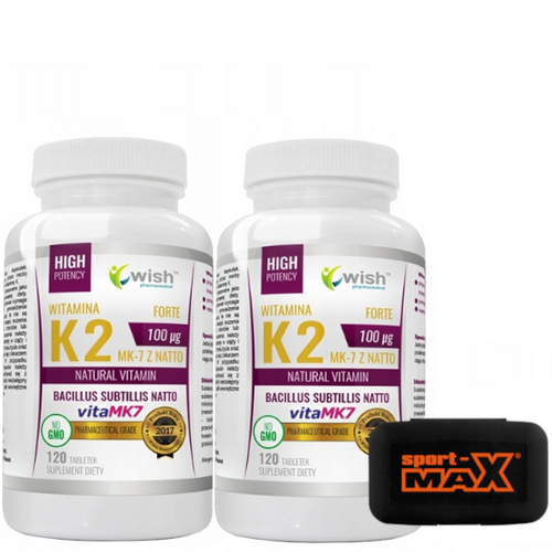 WISH Witamina K2 MK-7 z Natto 100mcg 2x120 tab + pillbox