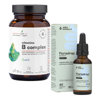 AURA HERBALS Witamina B Complex 90 kaps+ AURA HERBALS Floradrop Protect Probiotyk 20 ml
