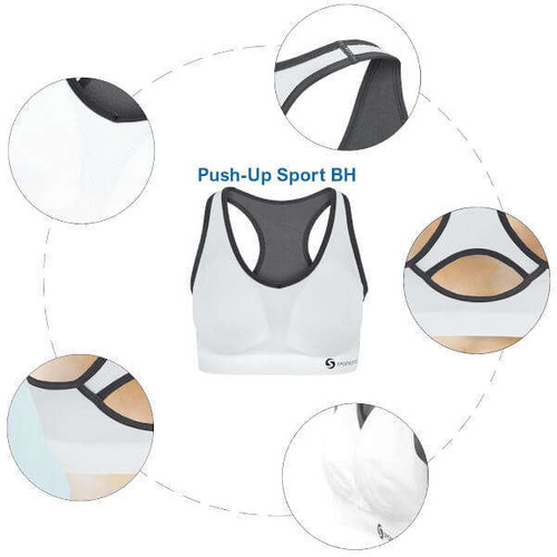 SPORTASTISCH Damski biustonosz sportowy "Sporty Bra" roz L kolor biało-szary