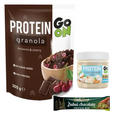 GO ON Protein Krem 180 g +GO ON Protein Granola 300 g + DELLA SANTE Dubai Chocolate Style Protein Bar 45 g