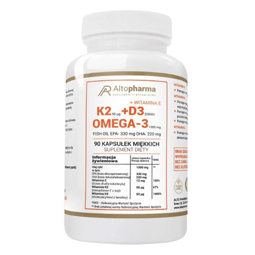 ALTO PHARMA Omega 3 + Witamina K2 + D3 2000IU 90 kaps