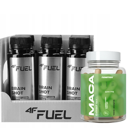 4F FUEL Brain Shot 100 ml x9 + nowmax® Maca Ekstrakt 10:1 500mg 100 kaps