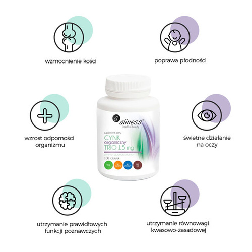 ALINESS Cynk Organiczny Trio 15mg 100 tab