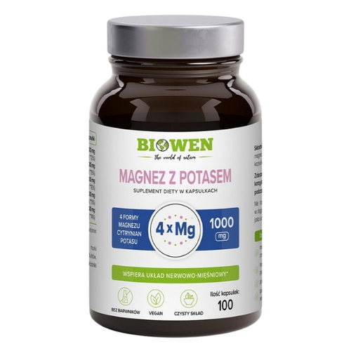 BIOWEN Magnez 4X z Potasem 100 kaps 