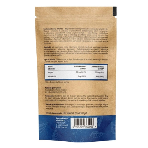TWÓJ CEL TO Magnez Cytrynian + Witamina B6 Zmęczenie Skurcze 100 tabs