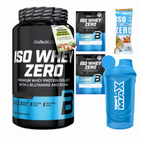 BIOTECH Iso Whey Zero 908 g + SPORT-MAX Shaker 600 ml + 3x BIOTECH Iso Whey Zero 25 g