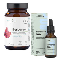 AURA HERBALS Floradrop Protect Probiotyk 20 ml + AURA HERBALS Berberyna 500 mg 60 kaps