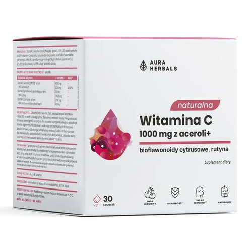 AURA HERBALS Naturalna witamina C 1000 mg z Aceroli 30 sasz.