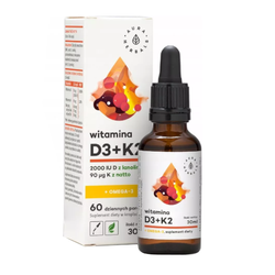 AURA HERBALS Witamina D3 2000 IU + K2 + Omega-3 krople 30 ml