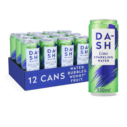  12 x DASH woda mineralna gazowana o smaku limonki 0 kcal 330 ml