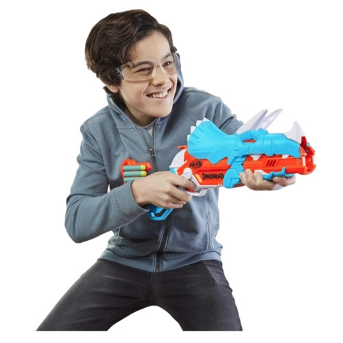 NERF Wyrzutnia DinoSquad Tricera-blast z zestawem 12 strzałek