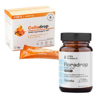 AURA HERBALS Colladrop Forte - Kolagen Morski 10 000 mg 30 sasz+ AURA HERBALS Floradrop Immune Probiotyk 20 kaps