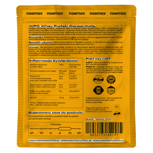 nowmax® WPC 80 Whey Protein Concentrate 30 g wanilia po terminie (29-12-2025)